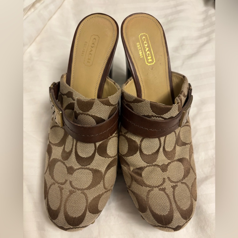 Coach Women's 7.5 Signature Heeled Mules
